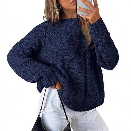 Women's Oversized Cable Knit Crewneck Sweaters