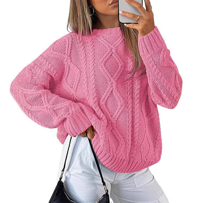 Women's Oversized Cable Knit Crewneck Sweaters