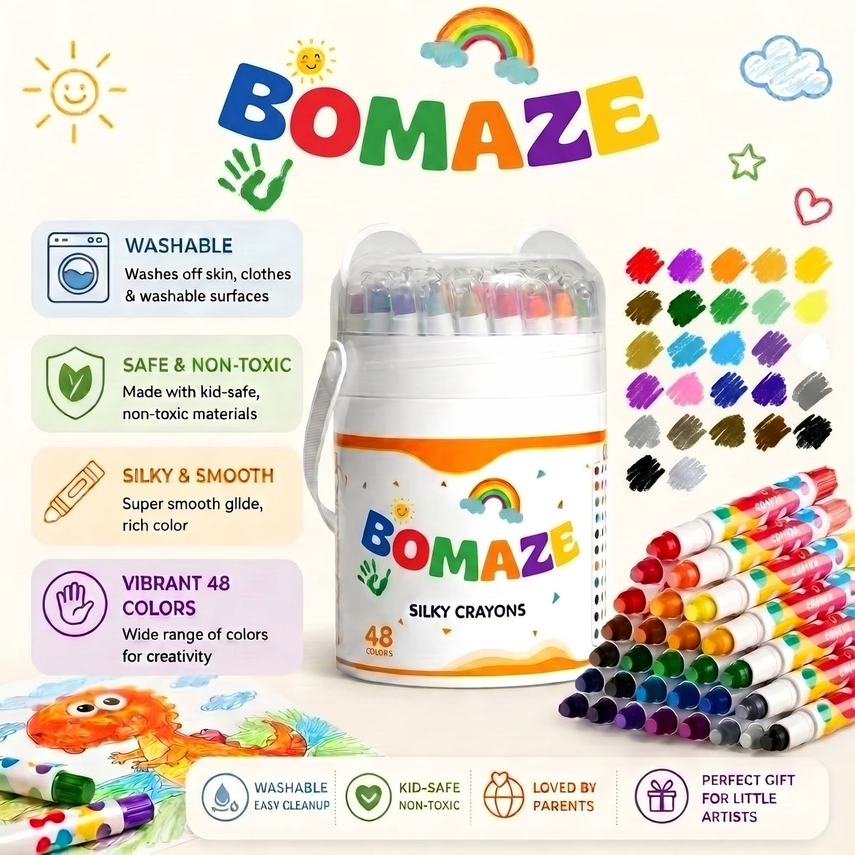 Bomaze™ Washable Twist Crayons