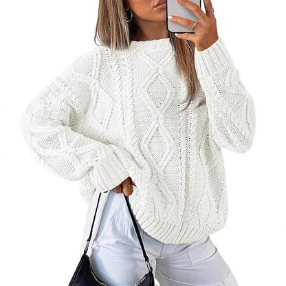 Women's Oversized Cable Knit Crewneck Sweaters