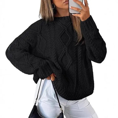 Women's Oversized Cable Knit Crewneck Sweaters