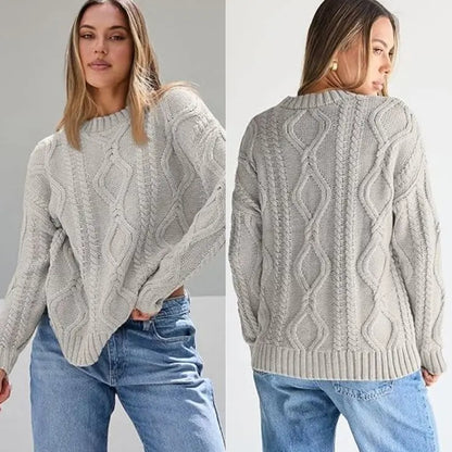 Women's Oversized Cable Knit Crewneck Sweaters