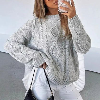 Women's Oversized Cable Knit Crewneck Sweaters