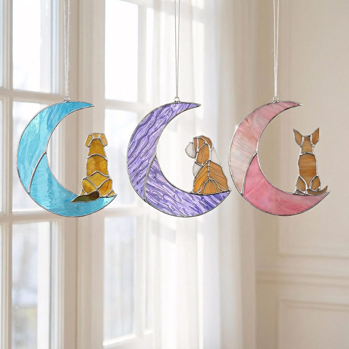 Personalized Dog Stained Glass Suncatcher, 113 Breeds Custom Dog Portrait from Photo, Dog Memorial Gift, Pet Loss Sympathy Gift Dog Mom Gift