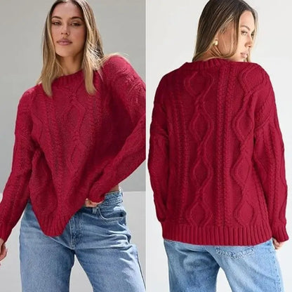 Women's Oversized Cable Knit Crewneck Sweaters