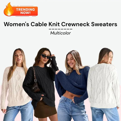Women's Oversized Cable Knit Crewneck Sweaters