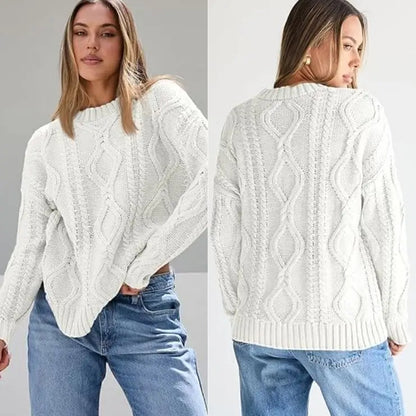 Women's Oversized Cable Knit Crewneck Sweaters